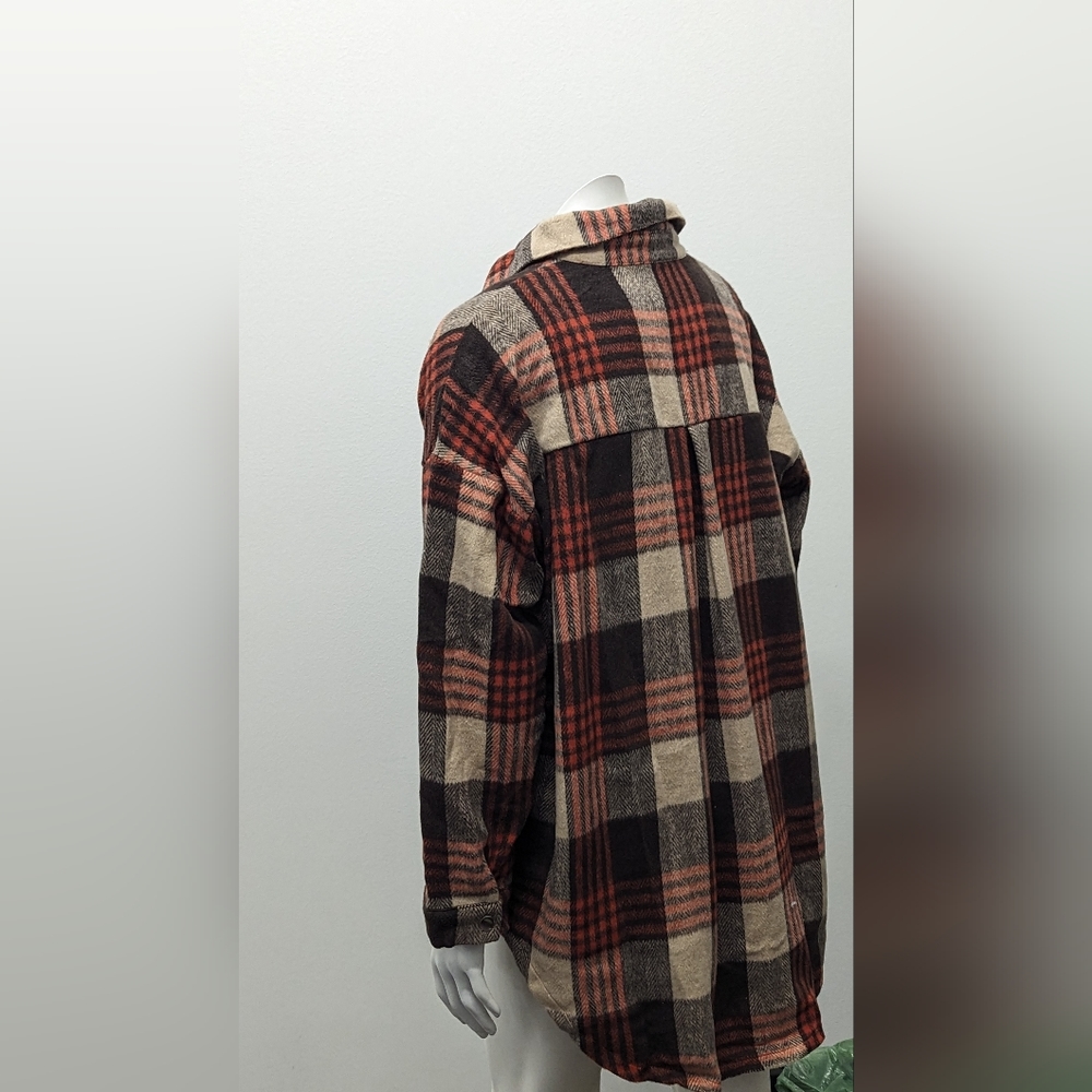 Amoli Plaid Flannel Hi-Lo Shacket NEW